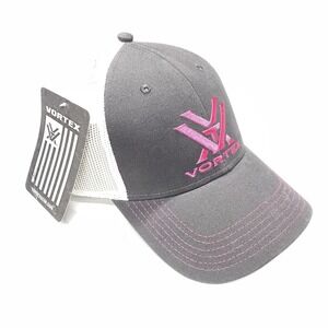 Vortex Optics Embroidered Mesh Back Trucker Hat Gray Pink Logo Adjustable NEW!